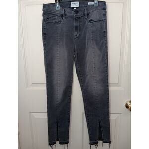Frame Jeans Le Nouveau Straight-Leg Split-Front Gray Size 29 Distressed Stretch
